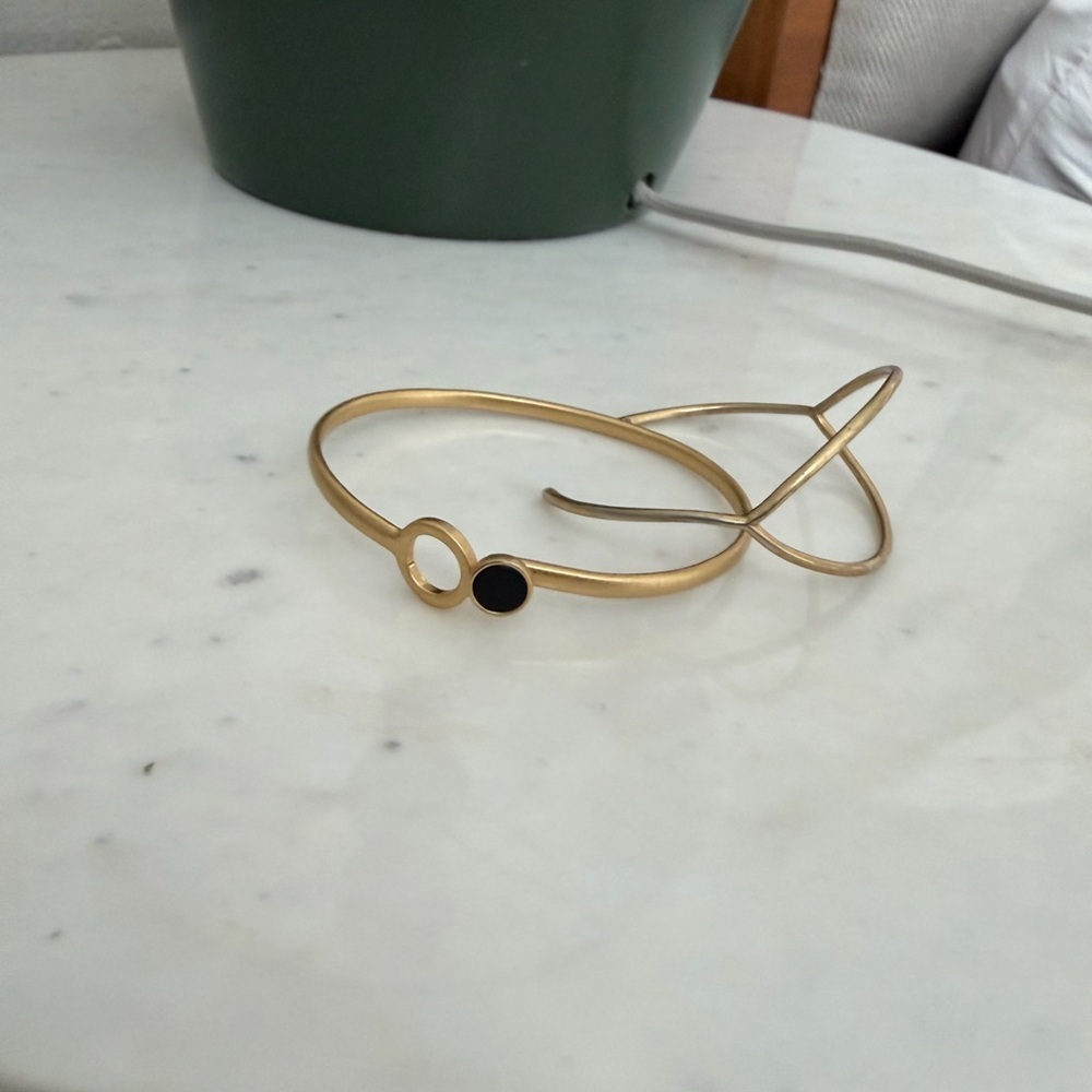 Gold Tone Circle Cuff and Bracelet